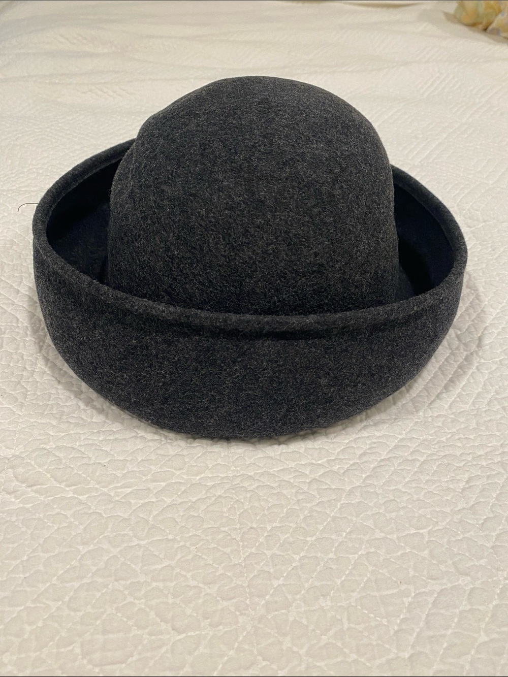 J. Crew dark charcoal bowler-style felt hat
